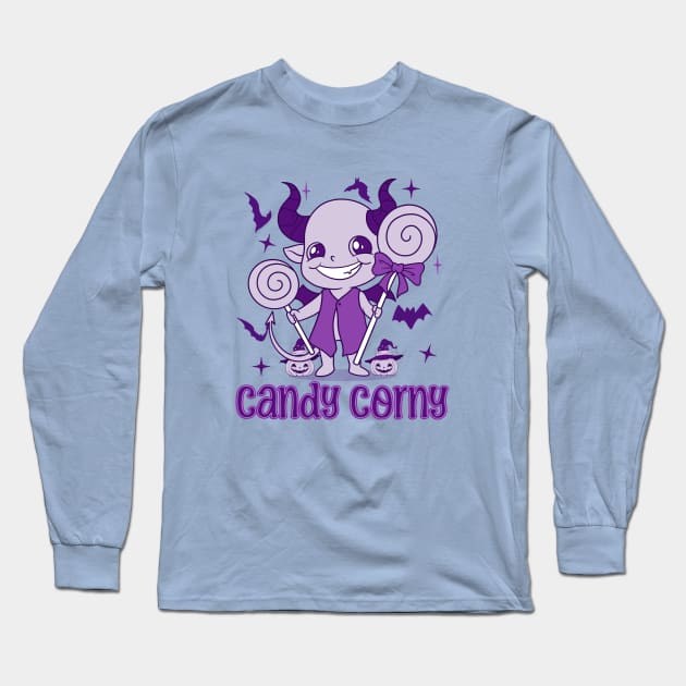 Candy Corny Cute Halloween Ghost Long Sleeve T-Shirt by Odetee